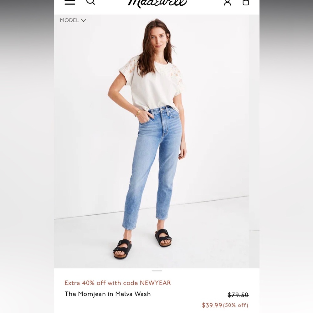 Madewell mom Jean in size 23p